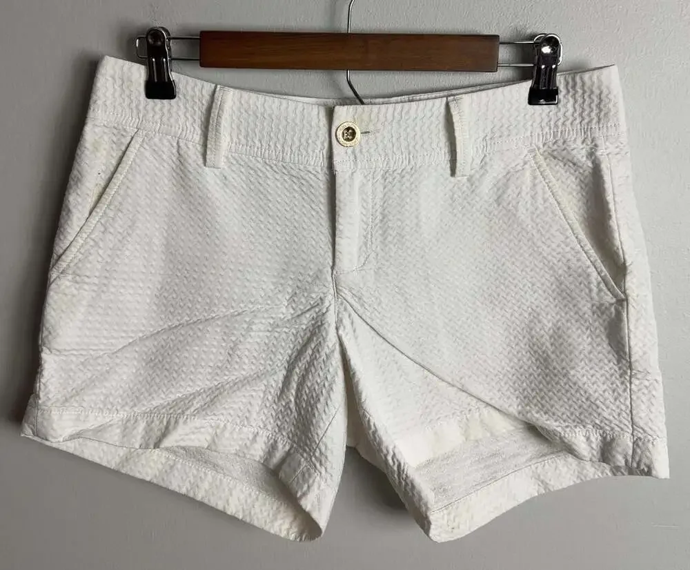 Lilly Pulitzer The Callahan Short Size 4 White Seersucker Cotton Shorts Women’s